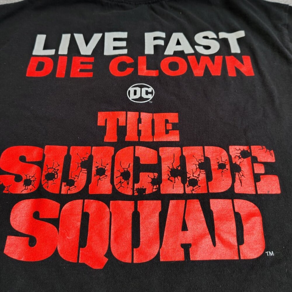 Harley Quinn Suicide Squad Shirt Size Large Front Back 5050 Live Fast Die Clown - Picture 8 of 12